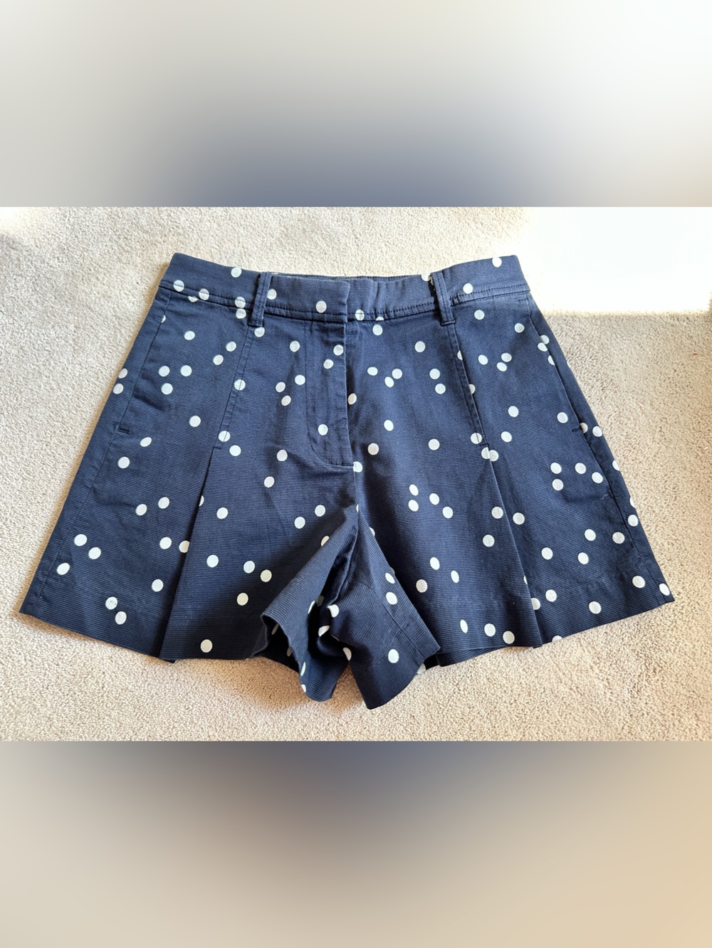 J. Crew Navy Blue Polka Dot high waisted shorts 0
